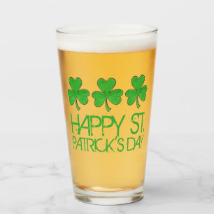 Happy St. Patrick's Day Lucky Kleeblatt Clover Glas