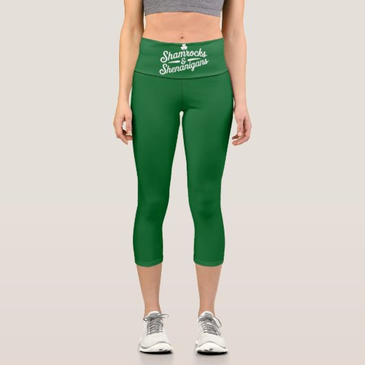 Happy St Patricks Day Lucky Kleeblatt & Shenanigan Capri Leggings (Vorderseite)