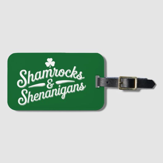 Happy St Patricks Day Lucky Kleeblatt & Shenanigan Gepäckanhänger (Vorderseite (Horizontal))