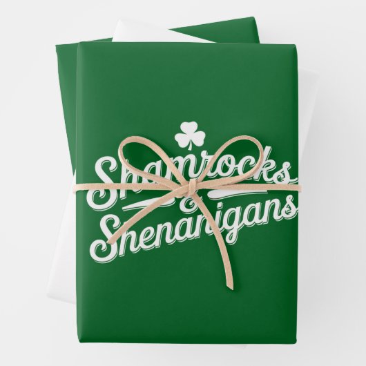 Happy St Patricks Day Lucky Kleeblatt & Shenanigan Geschenkpapier Set (Beispiel)