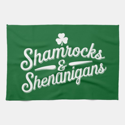 Happy St Patricks Day Lucky Kleeblatt & Shenanigan Geschirrtuch (Horizontal)