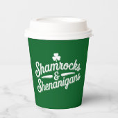Happy St Patricks Day Lucky Kleeblatt & Shenanigan Pappbecher (Vorderseite)