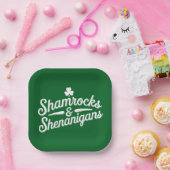 Happy St Patricks Day Lucky Kleeblatt & Shenanigan Pappteller (Party)