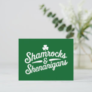 Happy St Patricks Day Lucky Kleeblatt & Shenanigan Postkarte