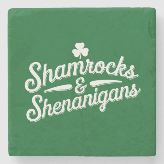 Happy St Patricks Day Lucky Kleeblatt & Shenanigan Steinuntersetzer (Vorderseite)