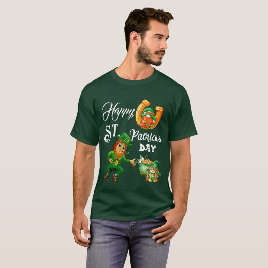 Happy St Patricks Day Lucky Leprechaun Pot of Gold T-Shirt (Vorne ganz)