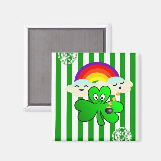 Happy St. Patrick's Day Magnete Kleeblatt Magnet (Vorderseite/Rückseite)