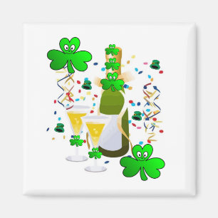 Happy St. Patrick's Day Magnete Kleeblatt Wein Magnet