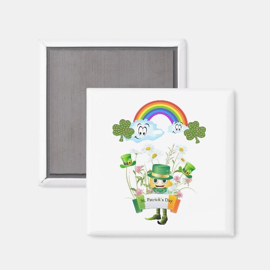Happy St. Patrick's Day Magnete Rainbow Magnet (Vorderseite/Rückseite)