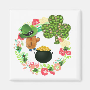 Happy St. Patrick's Day Magnete Teddy Bären Floral Magnet