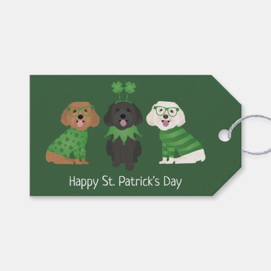 Happy St Patricks Day Maltipoo Dogs Geschenkanhänger (Vorderseite (Horizontal))