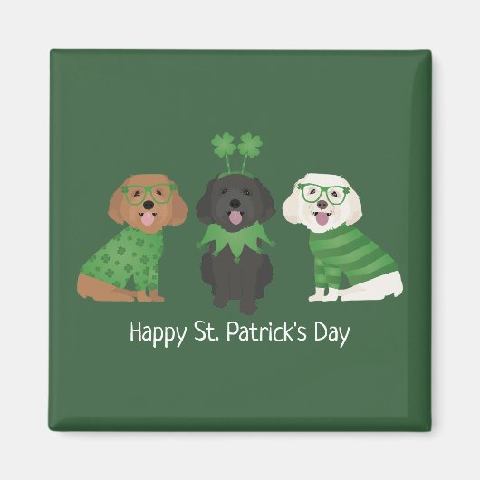 Happy St Patricks Day Maltipoo Dogs Magnet (Vorne)