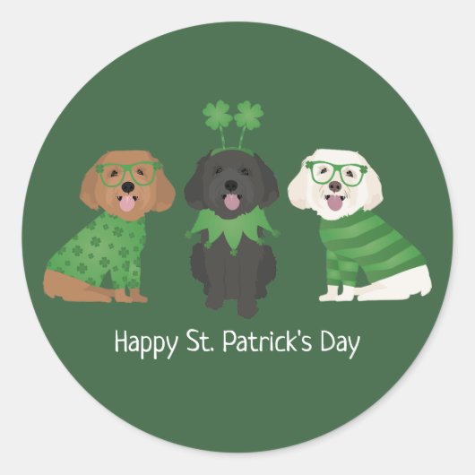 Happy St Patricks Day Maltipoo Dogs Runder Aufkleber (Vorderseite)