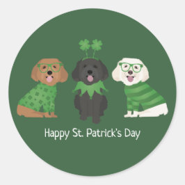 Happy St Patricks Day Maltipoo Dogs Runder Aufkleber