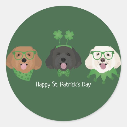 Happy St Patricks Day Maltipoo Dogs Runder Aufkleber (Vorderseite)