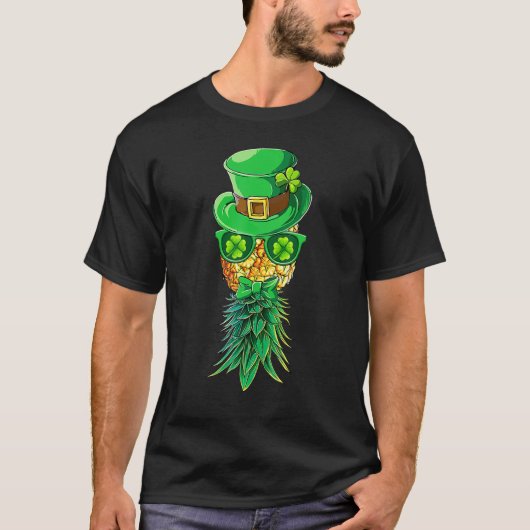 Happy St Patrick's Day Mask Upside Down Ananas T-Shirt (Vorderseite)