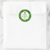Happy St. Patrick's Day mit Green Clovers Runder Aufkleber (Tasche)