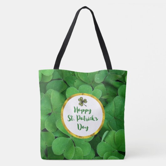 Happy St. Patrick's Day mit Green Clovers Tasche (Rückseite)