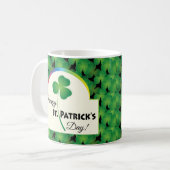 Happy St. Patrick's Day mit Kleeblatt Kaffeetasse (Vorderseite Links)
