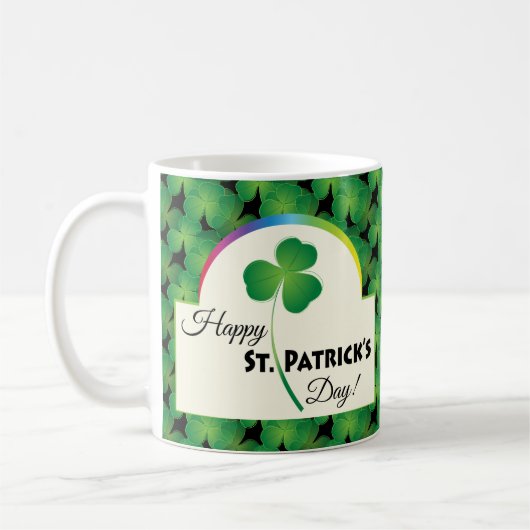 Happy St. Patrick's Day mit Kleeblatt Kaffeetasse (Links)