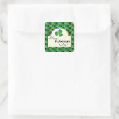 Happy St. Patrick's Day mit Kleeblatt Quadratischer Aufkleber (Tasche)