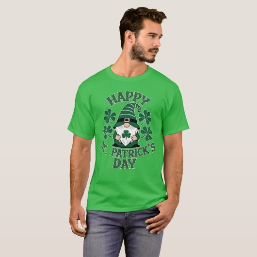 Happy St Patricks Day mit Niedlichem Irish Gnome T-Shirt (Vorne ganz)