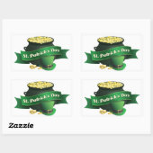 Happy St Patrick's Day mit Pot of Gold Rechteckiger Aufkleber (Blatt)