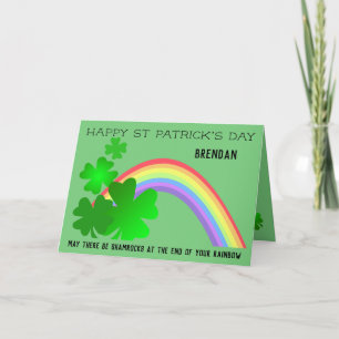 Happy St Patrick's Day mit Regenbogen personalisie Feiertagskarte