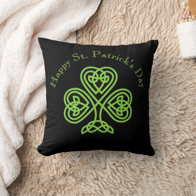 Happy St. Patrick's Day Modern Celtic Kleeblatt Kissen (Decke)