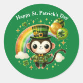 Happy St. Patrick's Day Monkey Runder Aufkleber (Vorderseite)