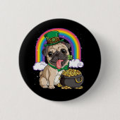Happy St. Patrick's Day Mops Button (Vorderseite)