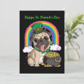 Happy St. Patrick's Day Mops Einladung (Stehend Vorderseite)