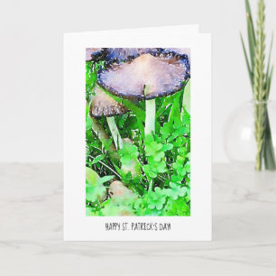 Happy St. Patrick's Day Mushrooms & Green Clover Karte