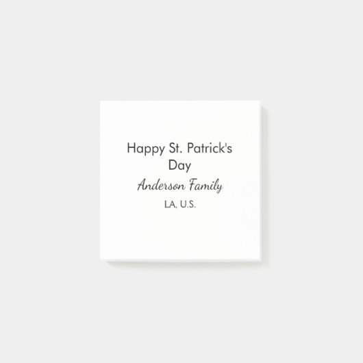 Happy st. Patrick's day name family place simple g Post-it Klebezettel (Vorderseite)
