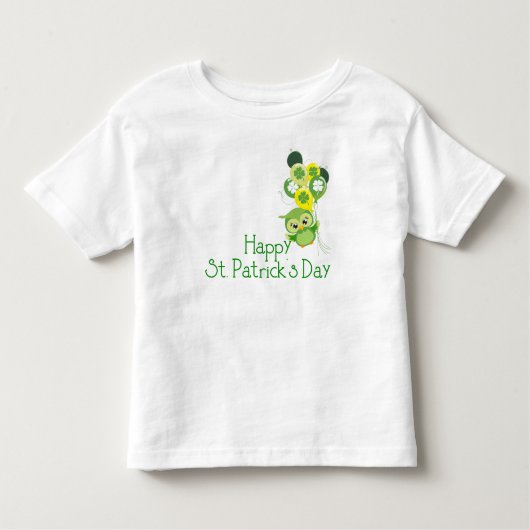 Happy St. Patrick's Day Niedlich Green Owl Balloon Kleinkind T-shirt (Vorderseite)