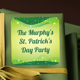 Happy St. Patrick's Day Niedlich Green Sparkle Cus Quadratischer Aufkleber