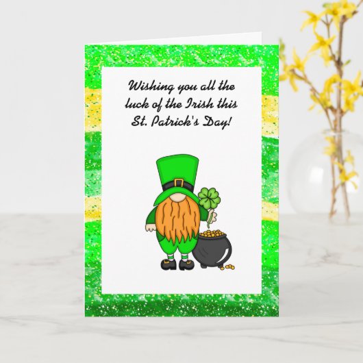 Happy St Patrick's Day | Niedlich Leprechaun Karte (Gelbe Blume)