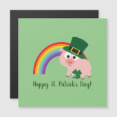 Happy St. Patrick's Day Niedlich Leprechaun Pig Ca Magnetkarte (Vorne/Hinten)
