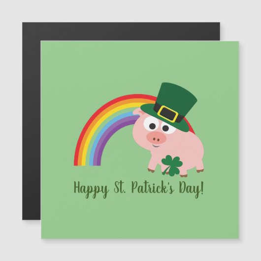 Happy St. Patrick's Day Niedlich Leprechaun Pig Ca Magnetkarte (Vorne/Hinten)