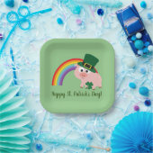 Happy St. Patrick's Day Niedlich Leprechaun Pig Pappteller (Party)