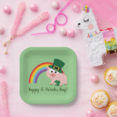 Happy St. Patrick's Day Niedlich Leprechaun Pig Pappteller (Party)