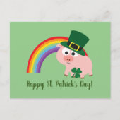 Happy St. Patrick's Day Niedlich Leprechaun Pig Postkarte (Vorderseite)