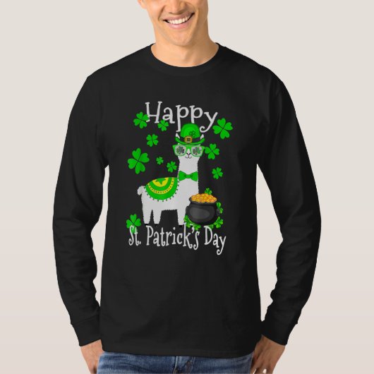 Happy St Patrick's Day Niedlich Llama Irish Kleebl T-Shirt (Vorderseite)
