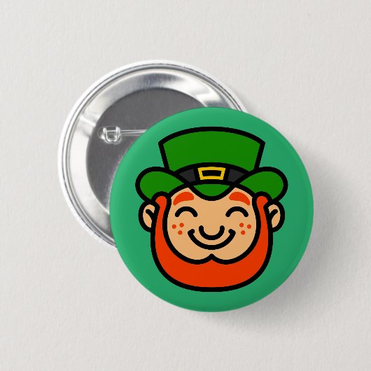 Happy St. Patrick's Day | Niedlich Lucky Leprechau Button (Vorne & Hinten)