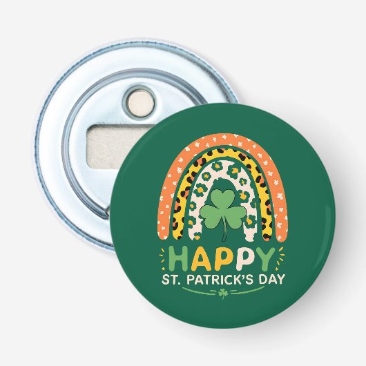 Happy St Patrick's Day Niedlich Rainbow Leopard Flaschenöffner (Vorderseite)
