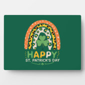 Happy St Patrick's Day Niedlich Rainbow Leopard Fotoplatte (Vorderseite)