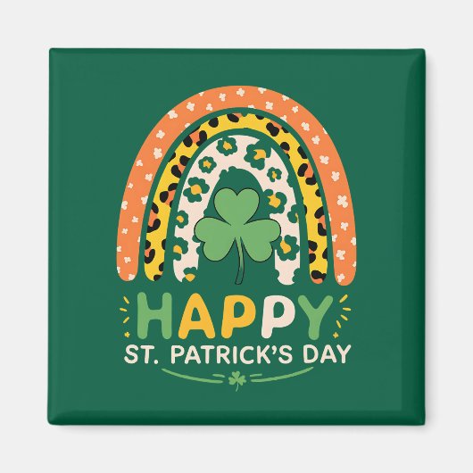 Happy St Patrick's Day Niedlich Rainbow Leopard Magnet (Vorne)