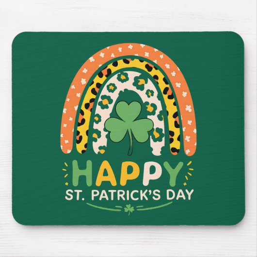 Happy St Patrick's Day Niedlich Rainbow Leopard Mousepad (Vorne)