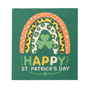 Happy St Patrick's Day Niedlich Rainbow Leopard Notizblock