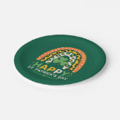 Happy St Patrick's Day Niedlich Rainbow Leopard Pappteller (Schrägansicht)